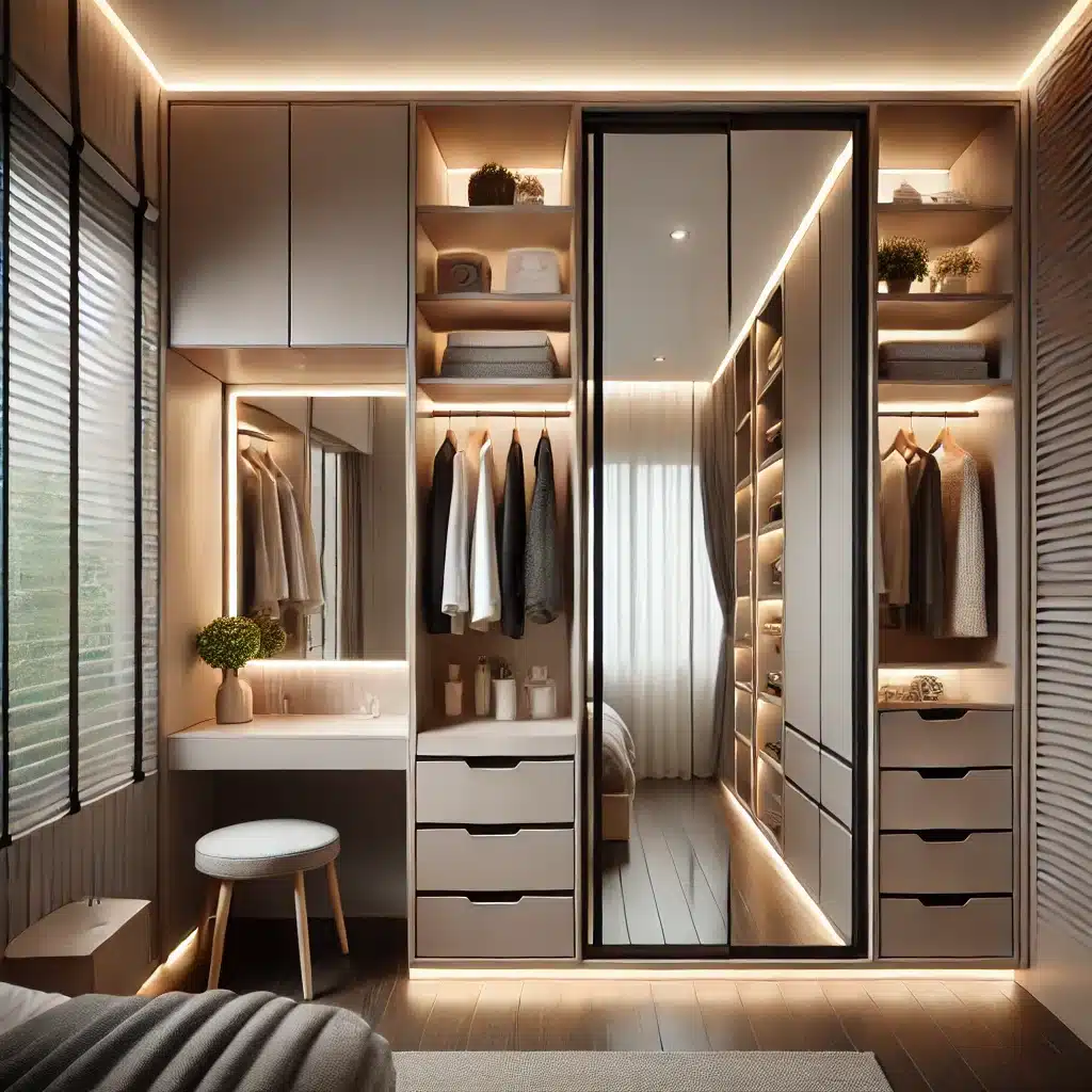 تصميم دريسنج روم صغير لاستغلال المساحات الضيقة