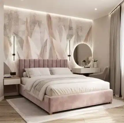 سرير - خشب ام دي اف- وردي - مقاسات متعددة - W-464