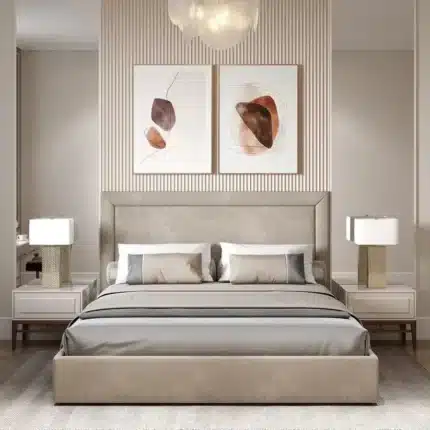 سرير - خشب ام دي اف- رمادي - متعدد المقاسات - W-473