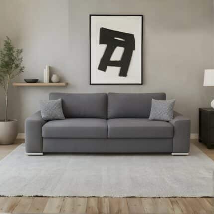 كنبة سرير - خشب زان - قماش كتان - رمادي - 200×85 سم - W-481