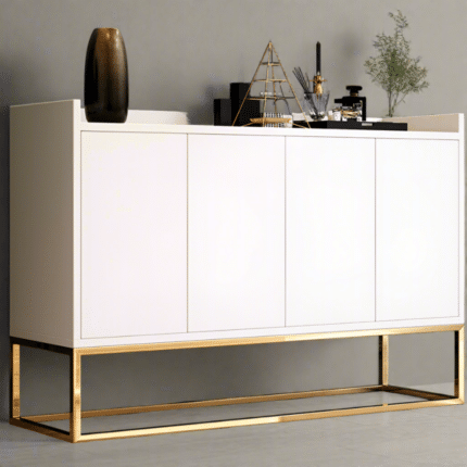 بوفيه ابيض بقاعده ذهبى _ ST-41