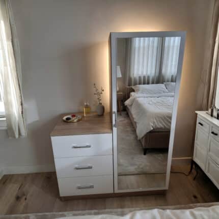 تسريحه 100سم خشابى وضلف وادراج ابيض _ ST-98