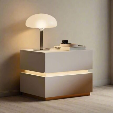 كومود مودرن 50×40سم 2 دور ليد _ ST-6